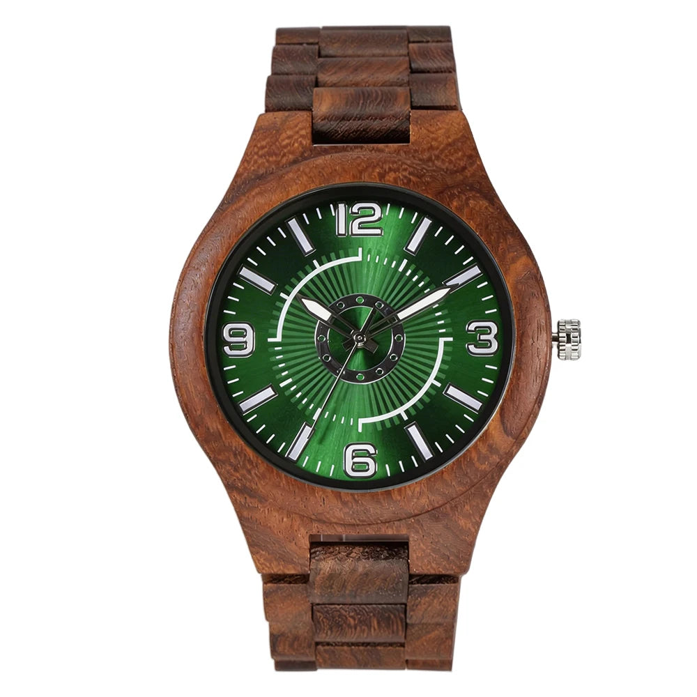 Men's Handmade Wooden Watches Mens Lightweight Analog Quartz Wood Mens Wrist Watch