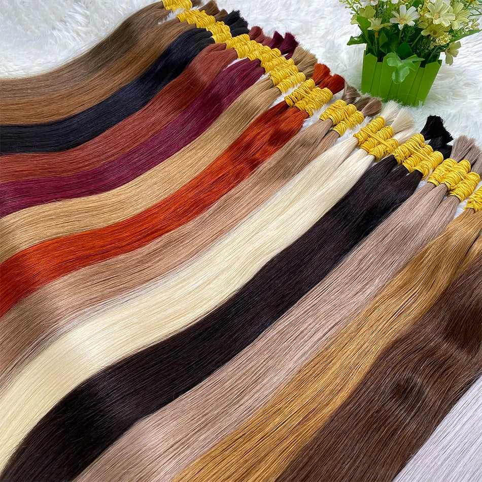 Straight Human Hair Bundles No Weft Natural Black Bulks Blonde Brazilian Remy Hair 100% Real Natural Hair Extension For Women