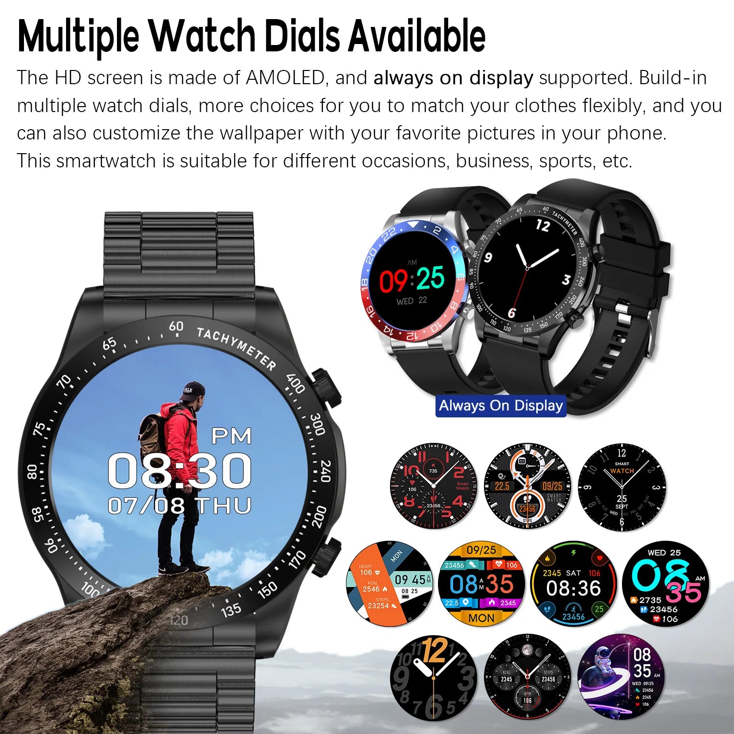 2025 new smart watch, 1.43-inch amoled high-definition screen, support Bluetooth calls, health detection, 100+sports modes,
