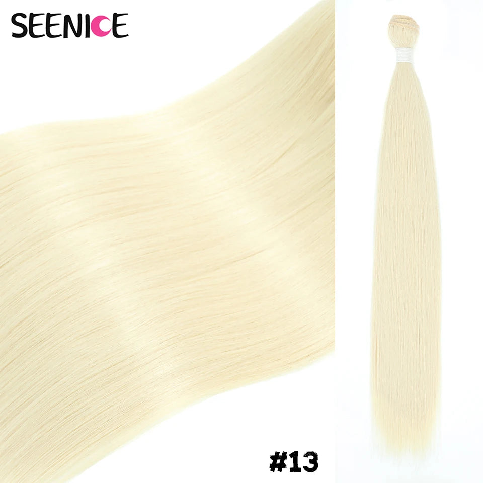 Bone Straight Hair Extensions Ombre Blonde Fake Hair Bundles Super Long Hair Synthetic 22-40 Inch Straight Hair Full to End