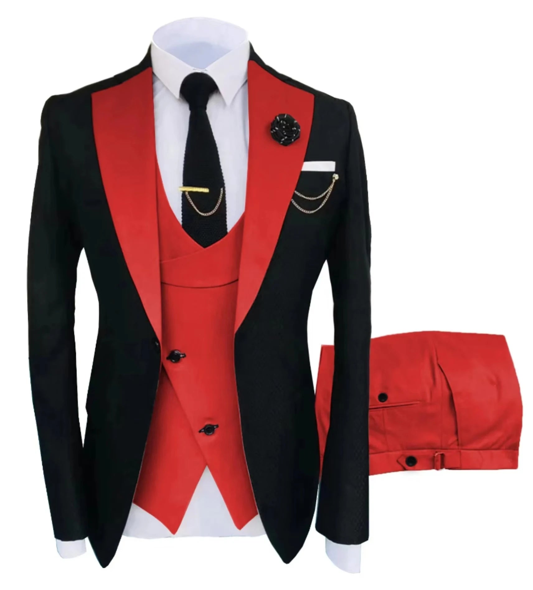 Men's Suit for Wedding 3 Pieces Blazer Vest and Pants Set Fitted Tuxedo for Groomsmen Adult Costume Summer Beach Wedding Parties
