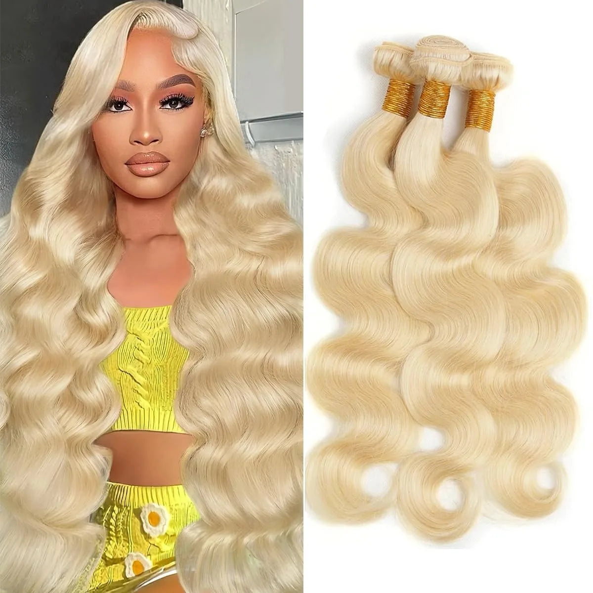 1 3 4 Bundle Loose Body Wave Bundles 613 Blonde Hair 100% Unprocessed Human Hair 16A Raw Hair Bundles Extensions Brazilian