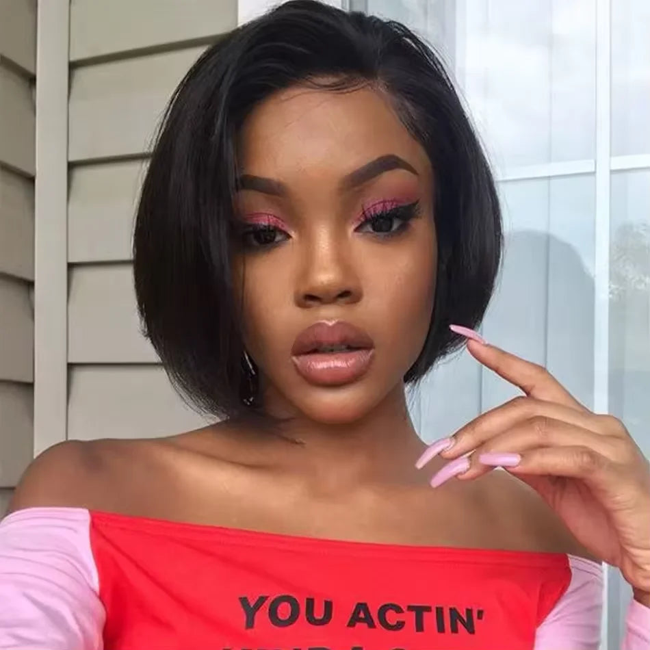 Brazilian Hair Short Bob Wig Pixie Cut Wig 13x4X1 Side Part Lace Human Hair Wigs 100% Remy Hair Straight Cheap Human Hair Wig
