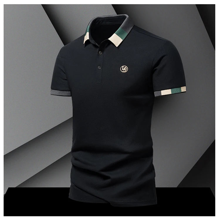POLO shirt men's summer fashion ice silk quick drying short sleeved T-shirt solid color loose casual business collar top