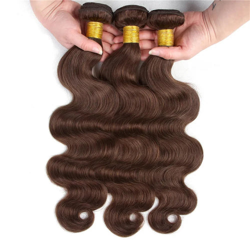#4 Brown Body Wave Human Hair Bundles 30 Inch Hair Weave Colored Human Hair Extensions For Women Peruvian 1/3 Bundle Double Weft