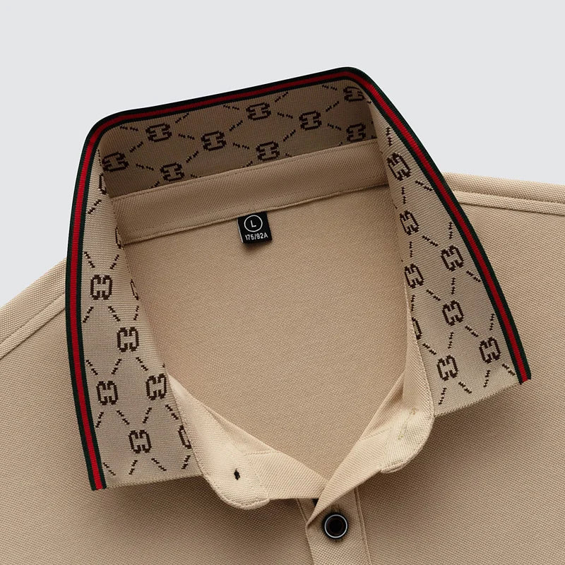 Men's short sleeved summer polo shirt high-end design exquisite smooth silk breathable wrinkle resistant hot selling T-shirt