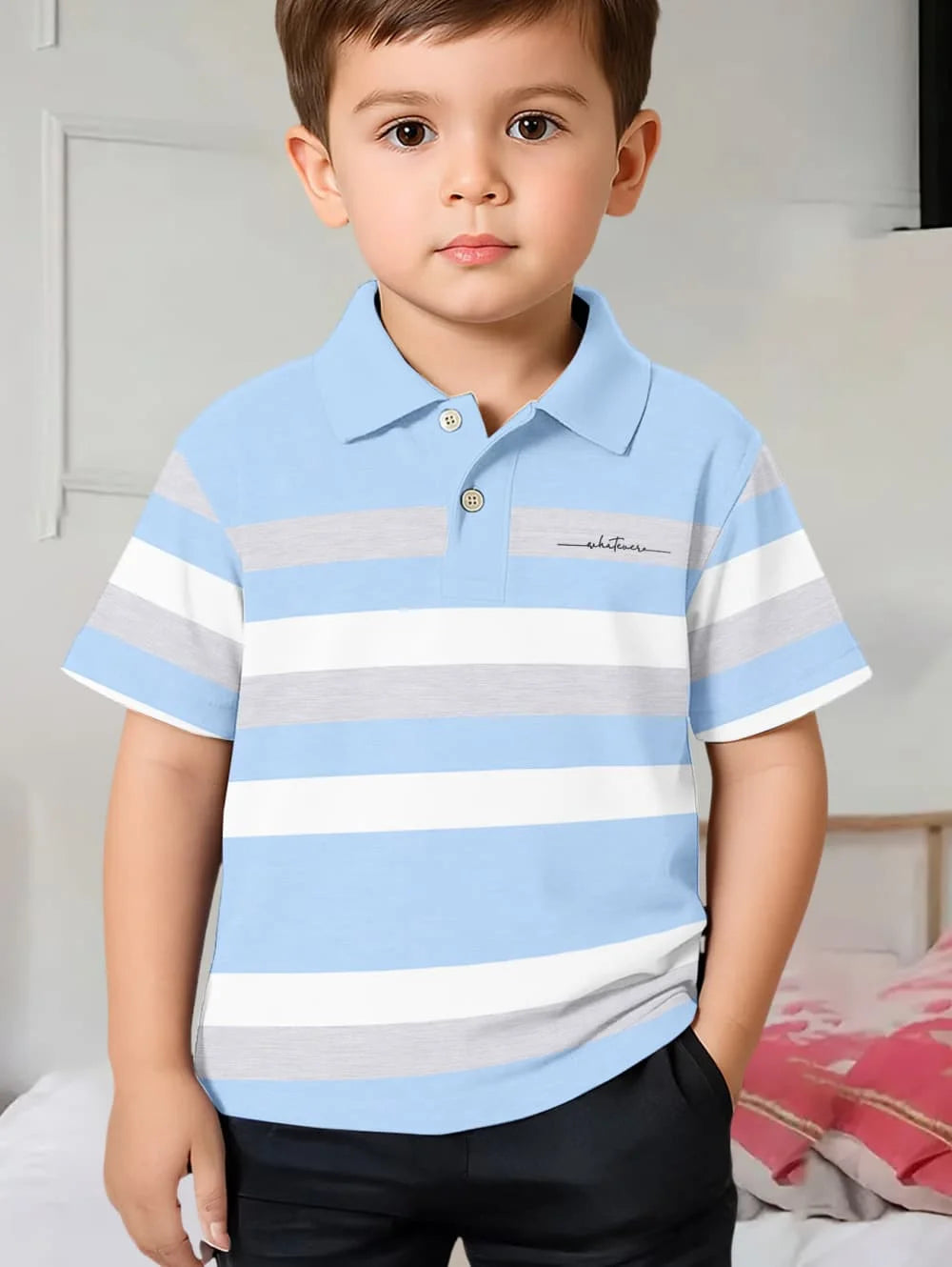 Polo Shirts for Kids Gradient Striped 3D Print Fashion Child Polo Shirt Boy Clothes Lapel Tops Street Casual Children's Clothing