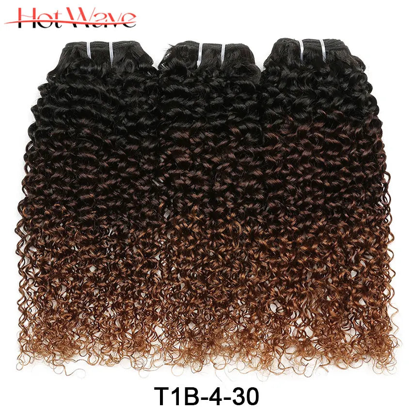 Ombre Human Hair Bundles 1B/4/30 Kinky Curly Hair Extensions Afro Curly Brazilian Ombre Remy 100% Human Hair Weave 1B/4/27 Color