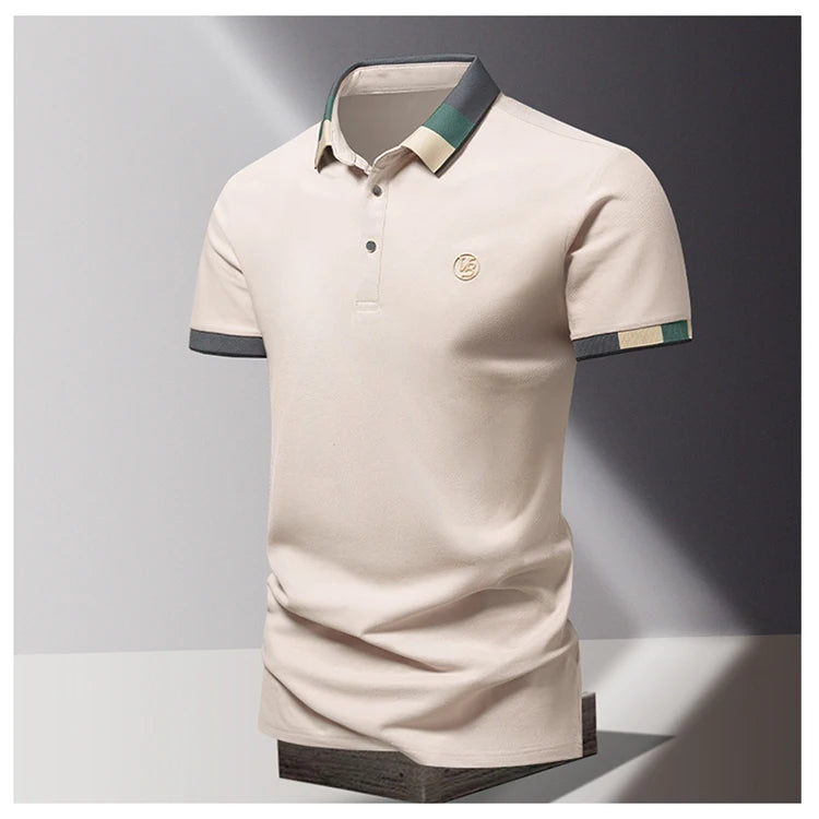 POLO shirt men's summer fashion ice silk quick drying short sleeved T-shirt solid color loose casual business collar top