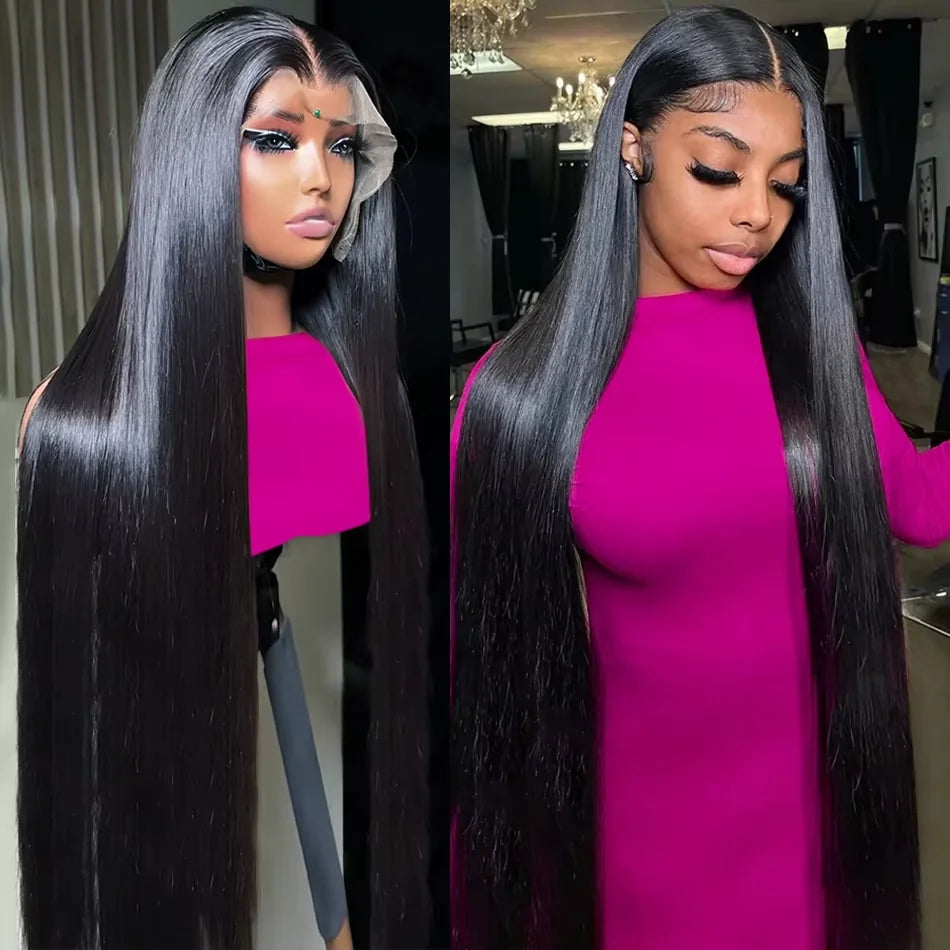 30 32 Inch Bone Straight 13x6 HD Transparent Lace Frontal Human Hair Wigs 200 Density Brazilian 13x4 Lace Frontal Wig For Women