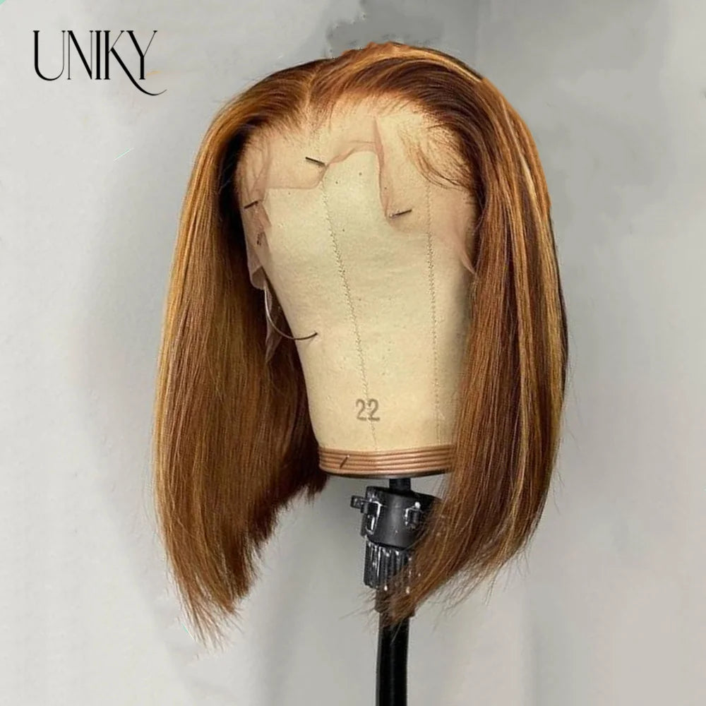 Brazilian Bone Straight Human Hair Wigs For Women 1B/99J Highlight Wig Human Hair bob Wig Straight13x4 Lace Frontal Short BobWig