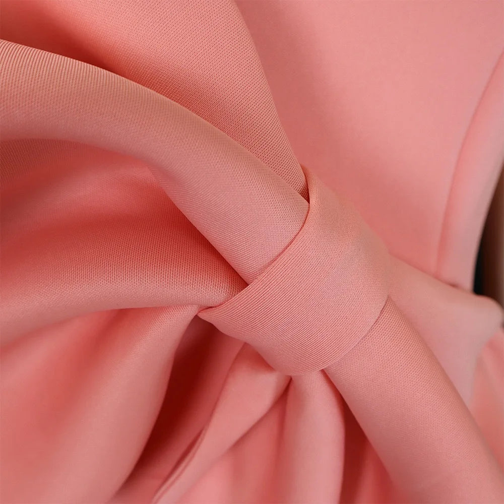 Elegant Party Dresses for Woman 2024 New V Neck Short Sleeve Big Bow Decorate Sheath Side Split Ankle Length Luxury Party Dress