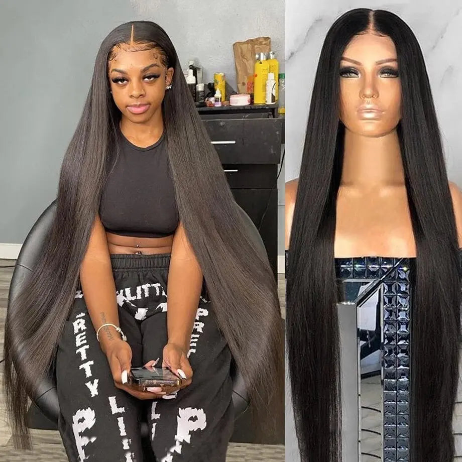 30 40 Inch Bone Straight 13x6 Hd Lace Frontal Human Hair Wig 13x4 Brazilian Pre Plucked Hair Wig Human Hair Wigs For Black Women