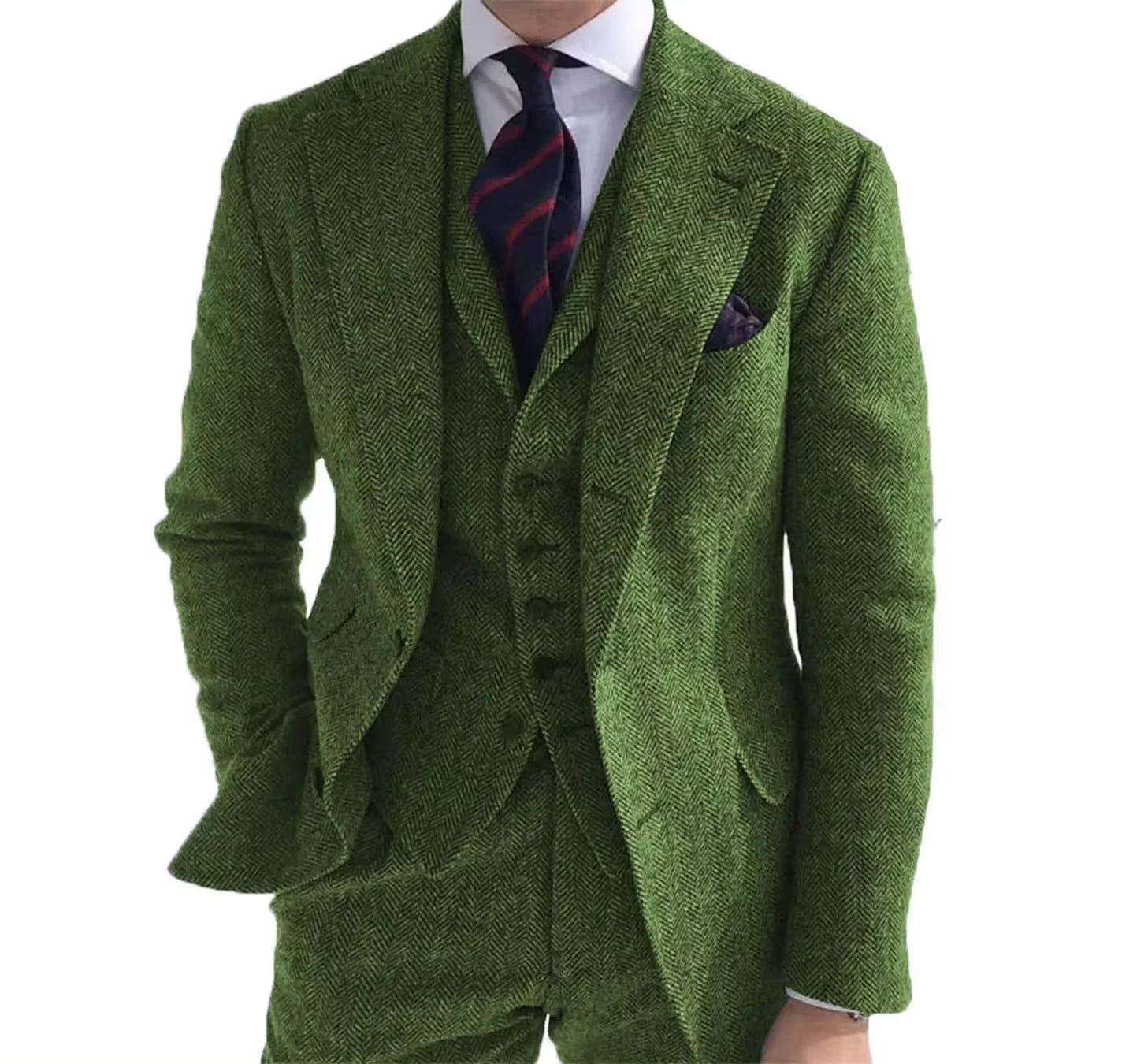 Blazer For Men Designs Brown Tweed Suit Men Vintage Winter Formal Wedding Suits For Men Men's Classic Suit 3 Pieces Men Suit