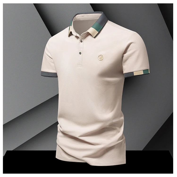 POLO shirt men's summer fashion ice silk quick drying short sleeved T-shirt solid color loose casual business collar top