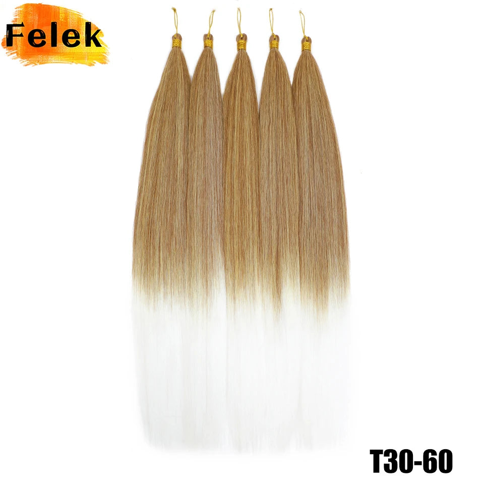 Synthetic Bone Straight Crochet Hair Extensions 30 Inch Hook Braids Ariel Straight Hair Weaving 1-3Pcs Purple Fake Hair Bundles