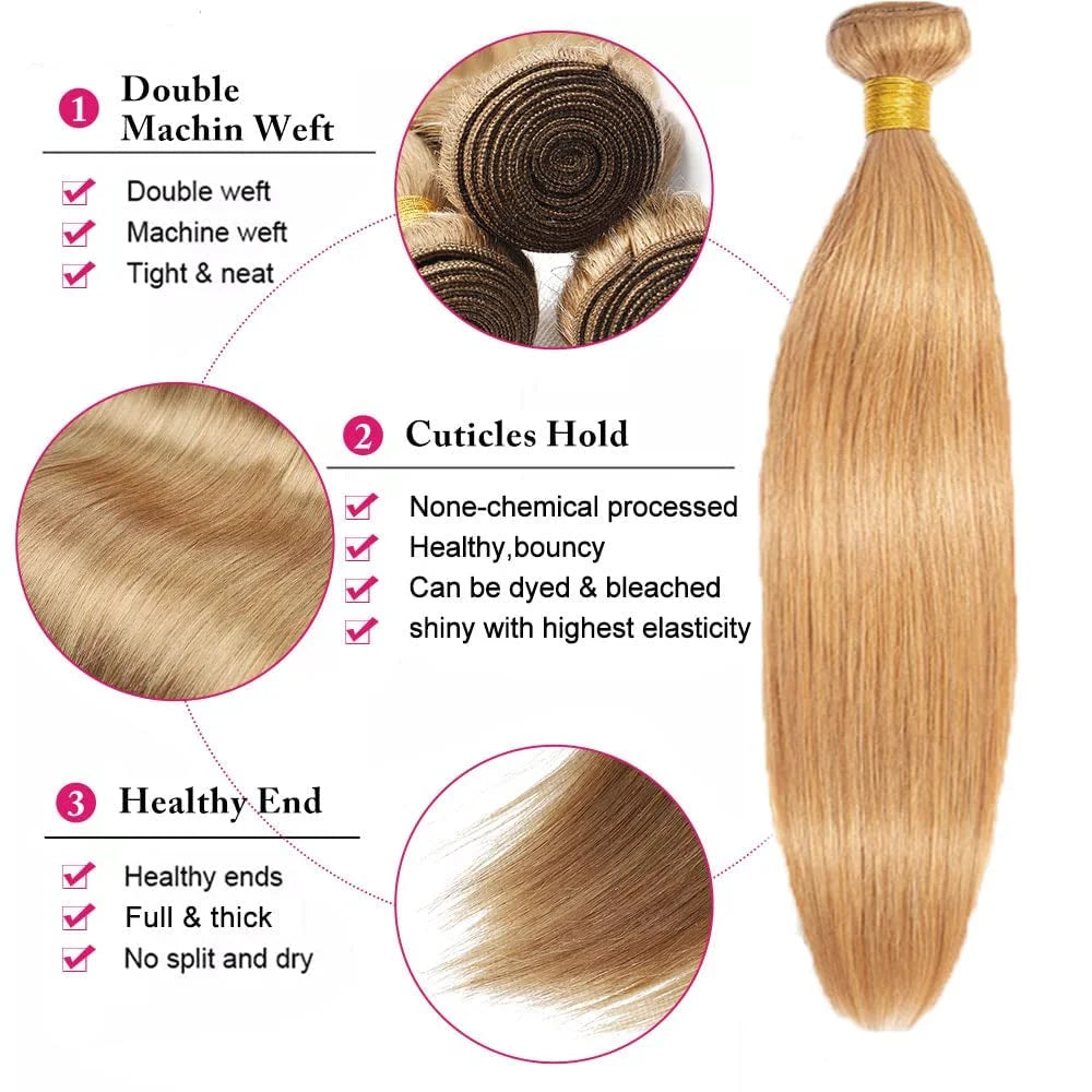 Straight Hair Bundles Human Hair 1/3/4 Pcs Virgin honey blond Hair Bundles Chocolate Brown reddish brown Straight Bundles
