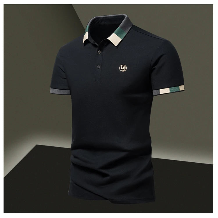 POLO shirt men's summer fashion ice silk quick drying short sleeved T-shirt solid color loose casual business collar top