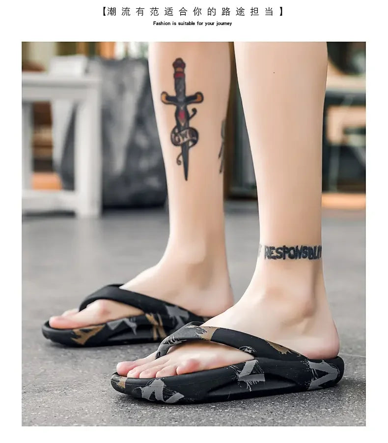 Fashion Daily Slippers for Men Anti Slip Soft Sole Lightweight Home Beach Outdoor Leisure Walking Footwear