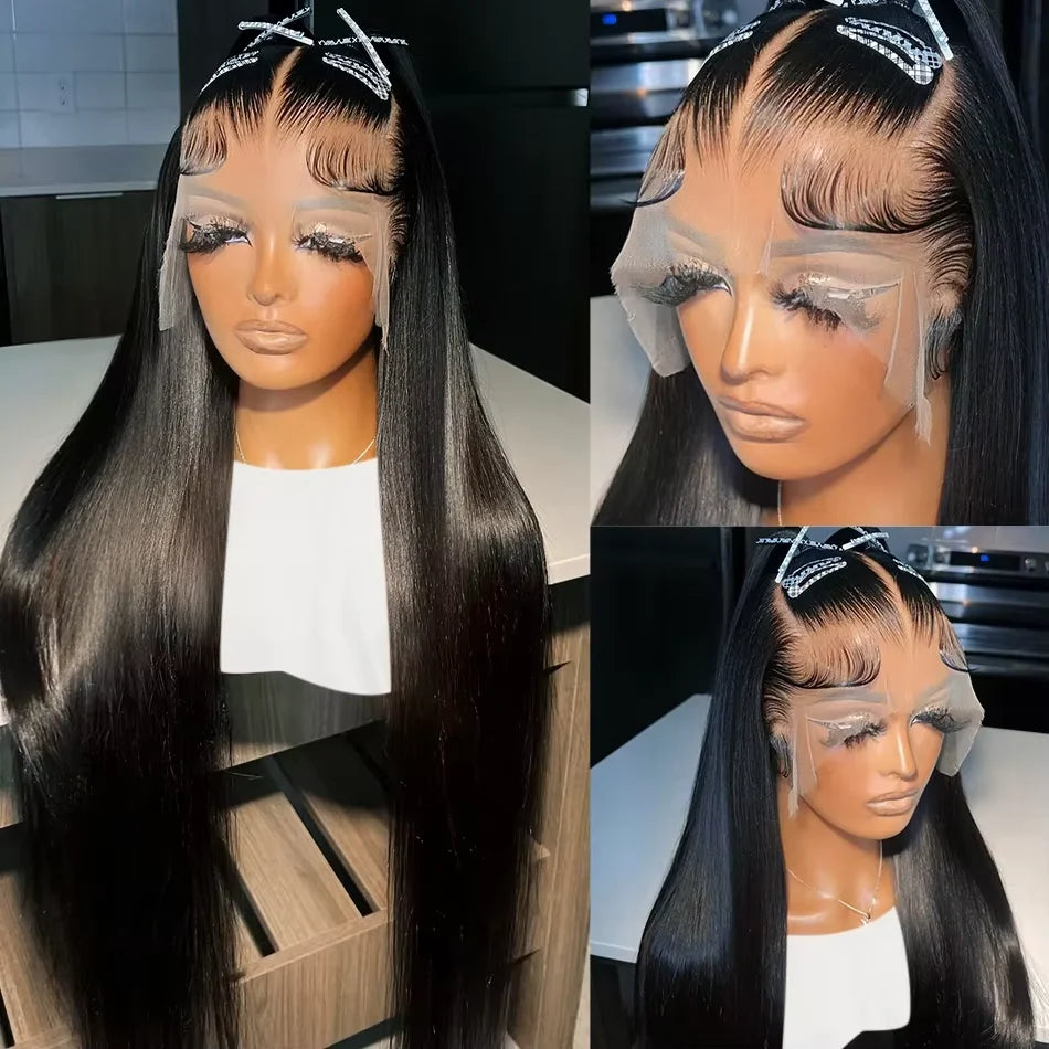 30 32 Inch Bone Straight 13x6 HD Transparent Lace Frontal Human Hair Wigs 200 Density Brazilian 13x4 Lace Frontal Wig For Women