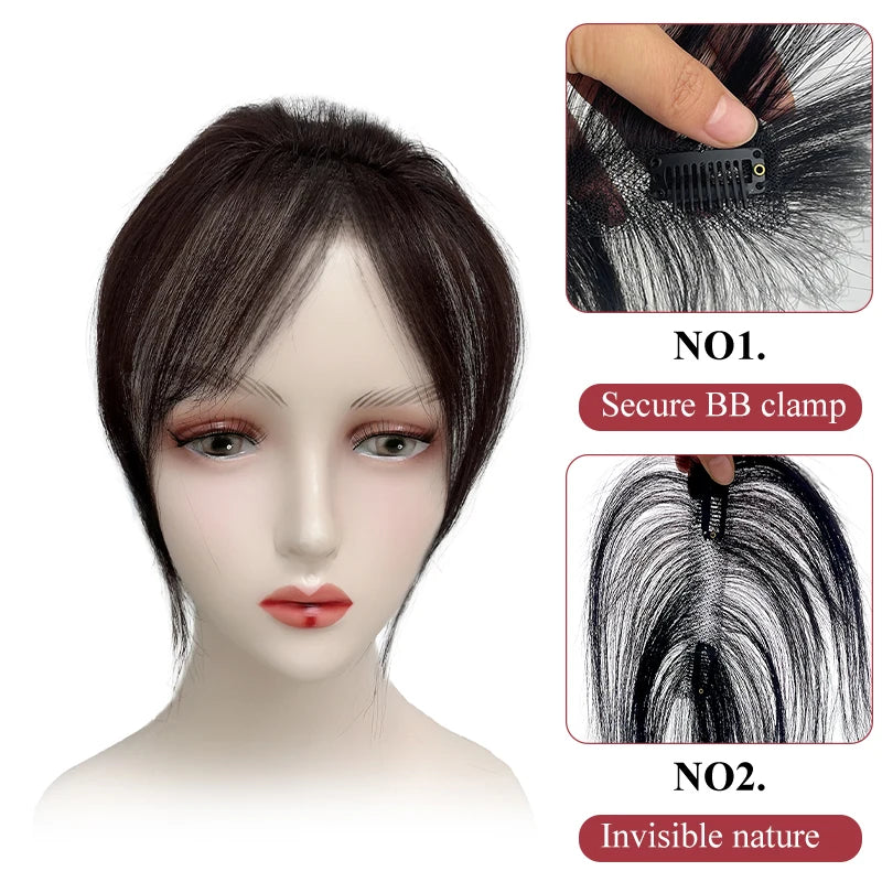 Human Hair Natural Forehead Fringes Hair Bangs 3D French Bangs Wig for Women Hair Pieces Head Curtain Piece Eight Shaped Bangs
