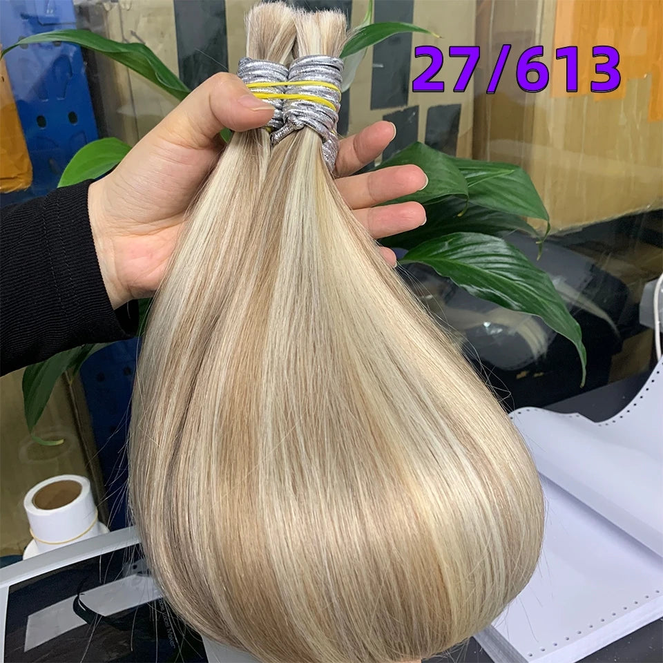 Straight Human Hair Bundles No Weft Natural Black Bulks Blonde Brazilian Remy Hair 100% Real Natural Hair Extension For Women