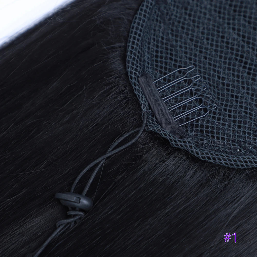 30 Inch Long Bone Straight Ponytails Futura Synthetic Drawstring Ponytails Clip-in Hair Extensions Straight Ponytails for Women