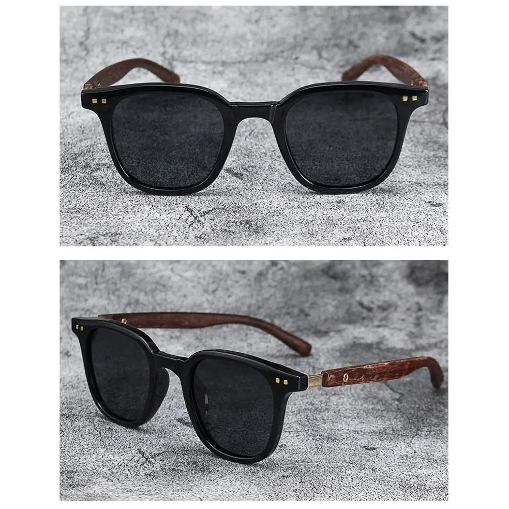 Trendy Retro Wood Grain Sunglasses for Women and Men New Square Frame Sun Glasses UV Protection Cycling Eyewear Outdoor Street