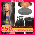 32 inch Bone Straight Hair Bundles With HD Lace Frontal Melt Skins Brazilian Human Hair Extension HD Lace Closure With Bundles