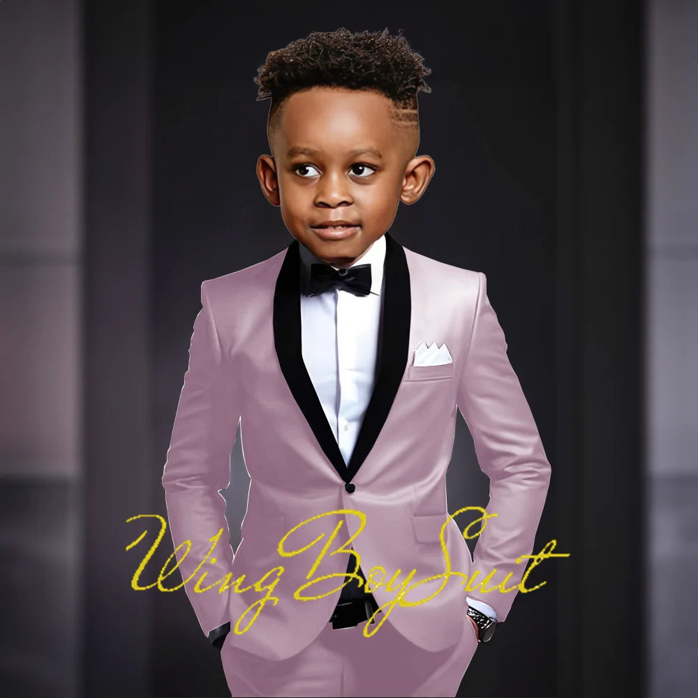Boys Suits 2 Piece Classic Fleece Collar Wedding Tuxedo Formal Slim Fit Kids Jackets Pants 2-16 Years Tailored Clothes