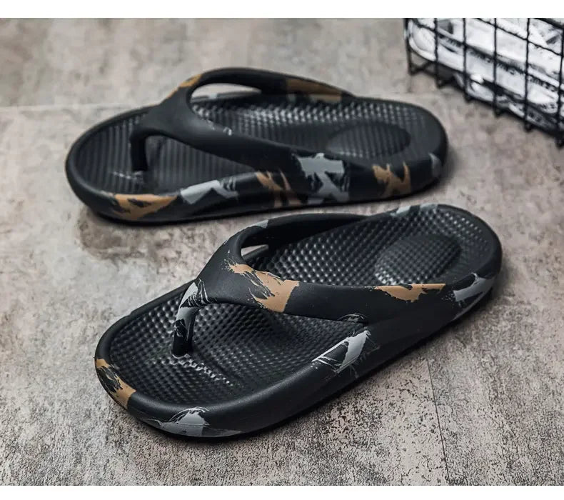 Fashion Daily Slippers for Men Anti Slip Soft Sole Lightweight Home Beach Outdoor Leisure Walking Footwear