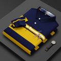 Polo Shirt Man Long Sleeve Cotton Casual Striped Polo Shirt Men Fashion Lapel Button Shirt Embroidery High Quality Breathable