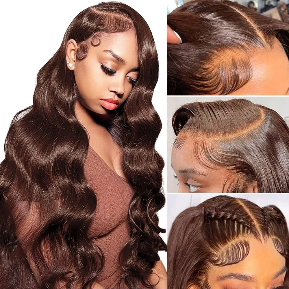 #4 Colored Body Wave Human Hair Bundles With Frontal Body Wave Hair Weaves Bundles With 13x4 Lace Frontal Bundles With Closure