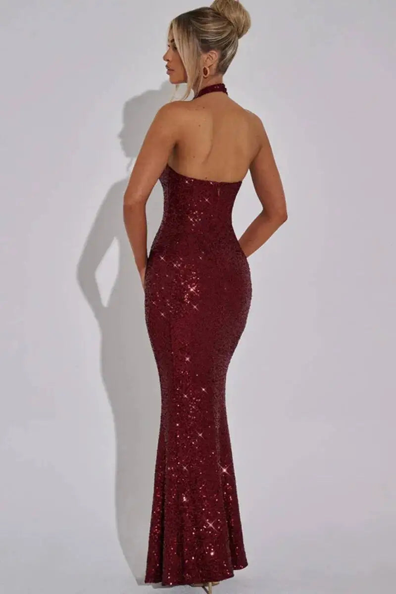 Giyu Sexy Sequined Mesh Diamond Club Evening Party Dresses Women 2025 Summer Autumn Sleeveless Backless Bodycon Maxi Long Dress