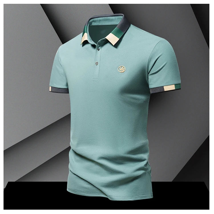 POLO shirt men's summer fashion ice silk quick drying short sleeved T-shirt solid color loose casual business collar top