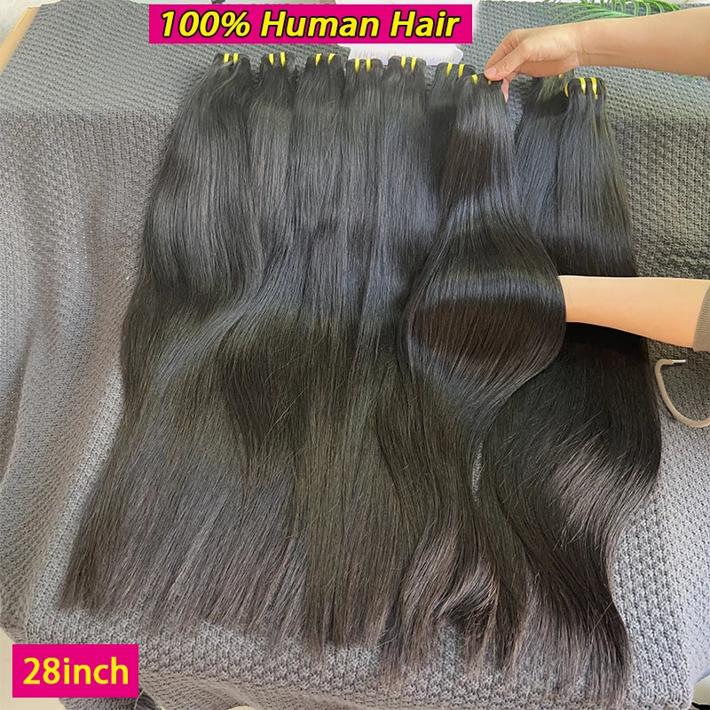 Vietnamese Bone Straight 100% Human Hair Bundles Unprocessed Raw Hair Extensions For Women Natural Color Double Weft 10-36inch