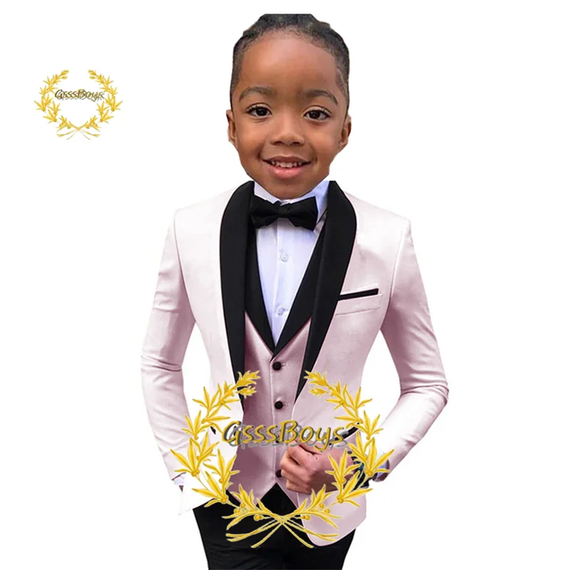 Boys Suit Wedding Tuxedo 3 Piece Shawl Collar Jacket Pants Vest Child Formal Blazer Set Slim Fit Outfit costume garcon mariage
