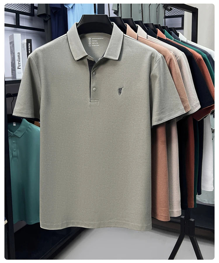 100% cotton high-end lapel comfortable short sleeved embroidered polo shirt for men's summer new fashion casual versatile top