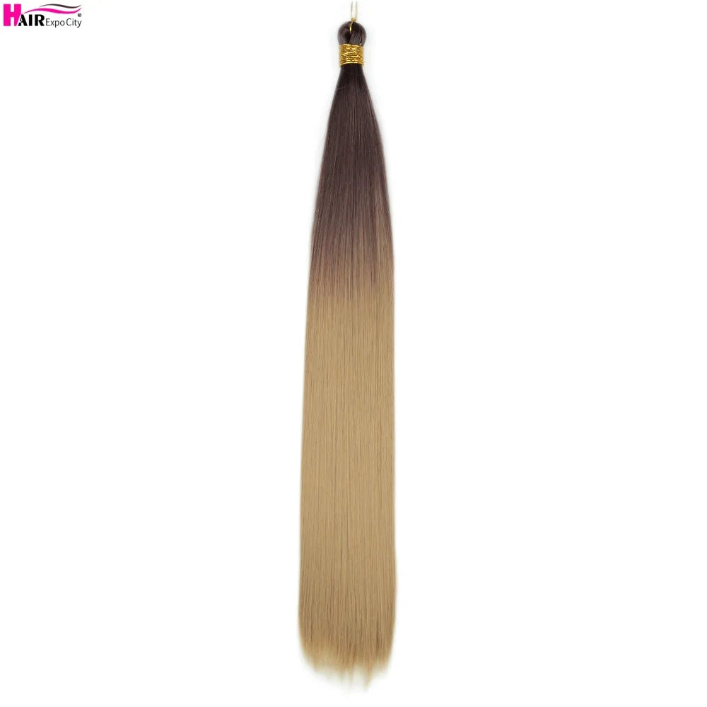 Bone Straight Braiding Hair 150g Silky Synthetic Hair For Box Braids Pre Stretched Ombre Crochet Braids Hair Extension