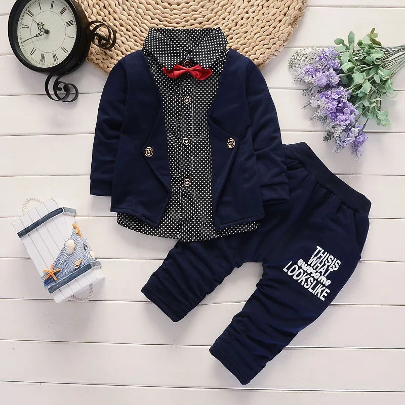 Fashion Boys Gentleman Suits for Wedding Kids Birthday Gift Party Child Clothing Sets Blazer +Pant 2pcs School uniform Clothes