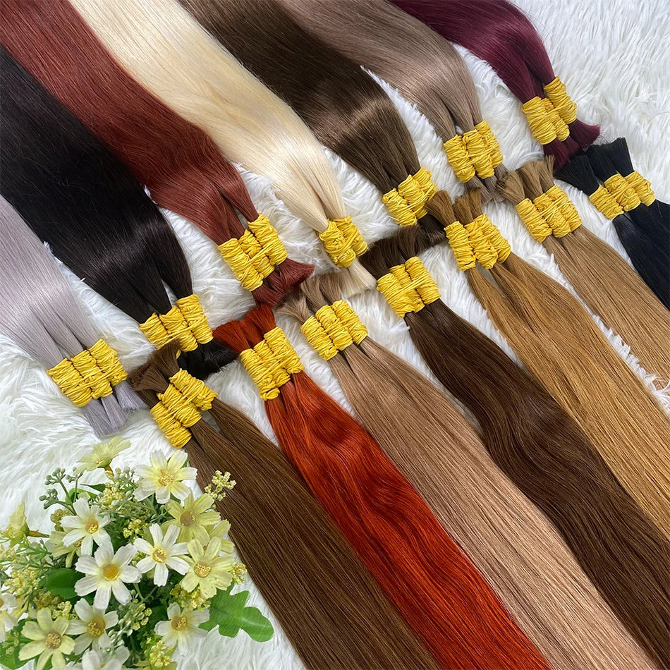 Straight Human Hair Bundles No Weft Natural Black Bulks Blonde Brazilian Remy Hair 100% Real Natural Hair Extension For Women