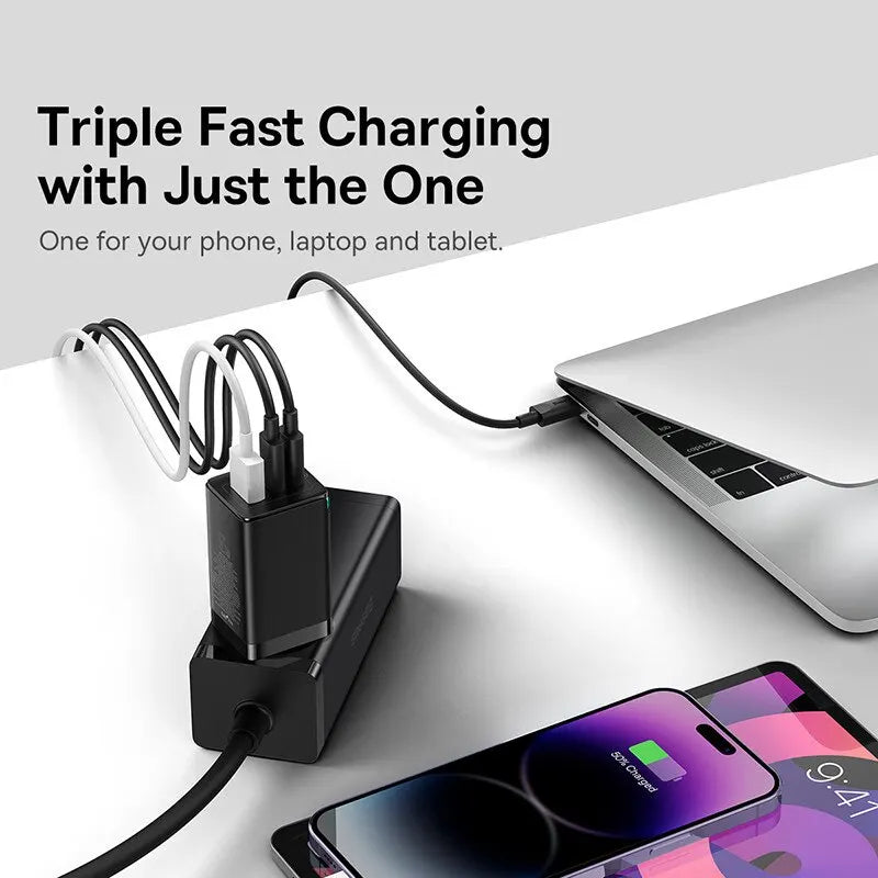 Baseus 65W GaN Charger Quick Charge Type C Phone Charger USB Charger Portable Fast Charger For Laptop iPhone 17 16 15 14 13
