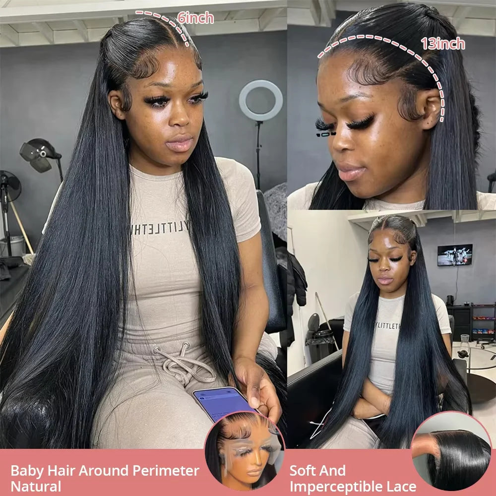 30 32 Inch Bone Straight 13x6 HD Transparent Lace Frontal Human Hair Wigs 200 Density Brazilian 13x4 Lace Frontal Wig For Women