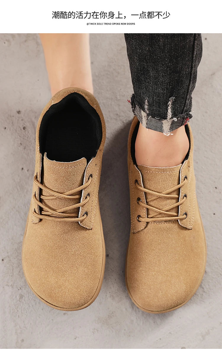 Wide Toe Barefoot Shoes for Men Outdoor Treking Sports Minimalist Walking Shoes Suede Waterproof Outdoor Men Travel Sneakers