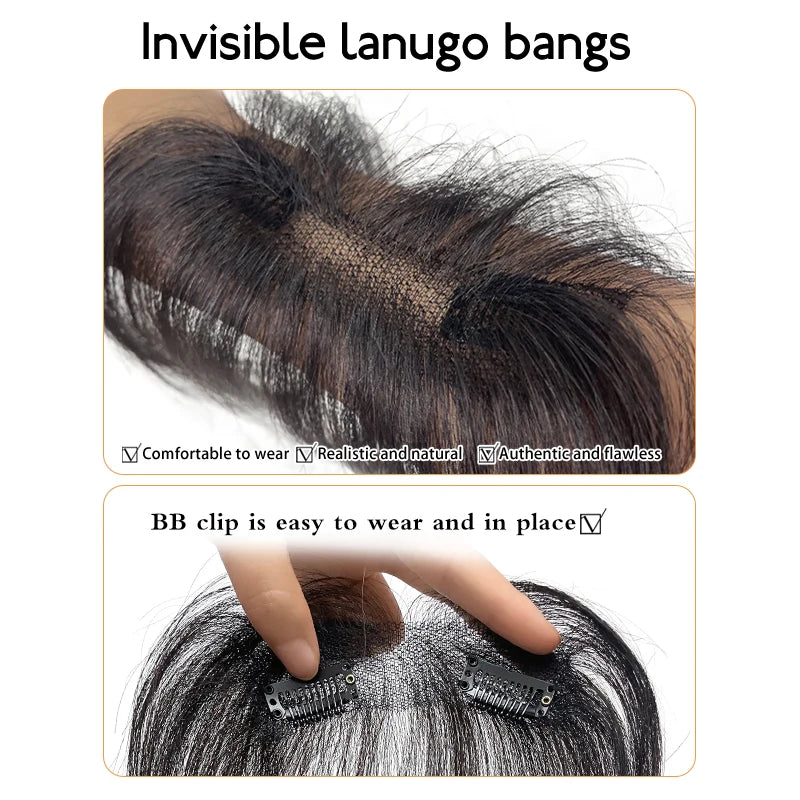 Human Hair Natural Forehead Fringes Hair Bangs 3D French Bangs Wig for Women Hair Pieces Head Curtain Piece Eight Shaped Bangs