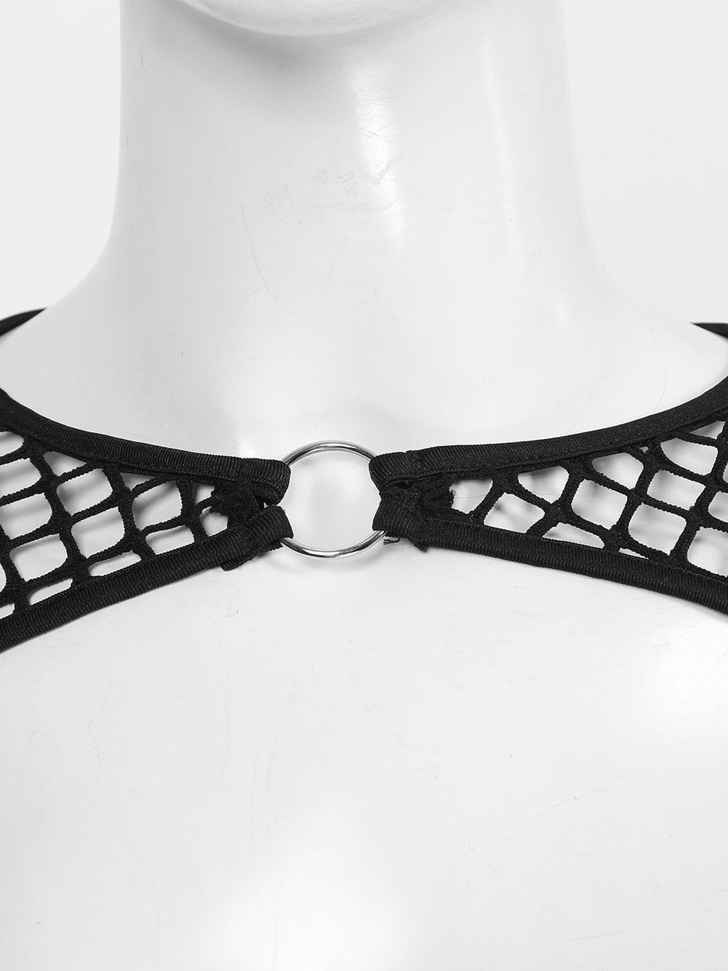 Summer Women T-Shirt Sexy Hip Hop Gothic Female Super-short O Ring Hollow Out Fishnet Long Sleeve Crop Tops Rave Party Clubwear
