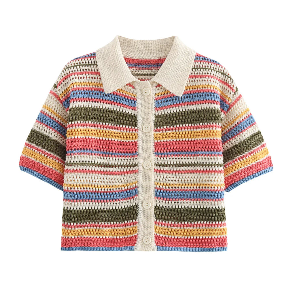 2025 Spring New POLO Shirt Collar Knitted Top Shorts Set