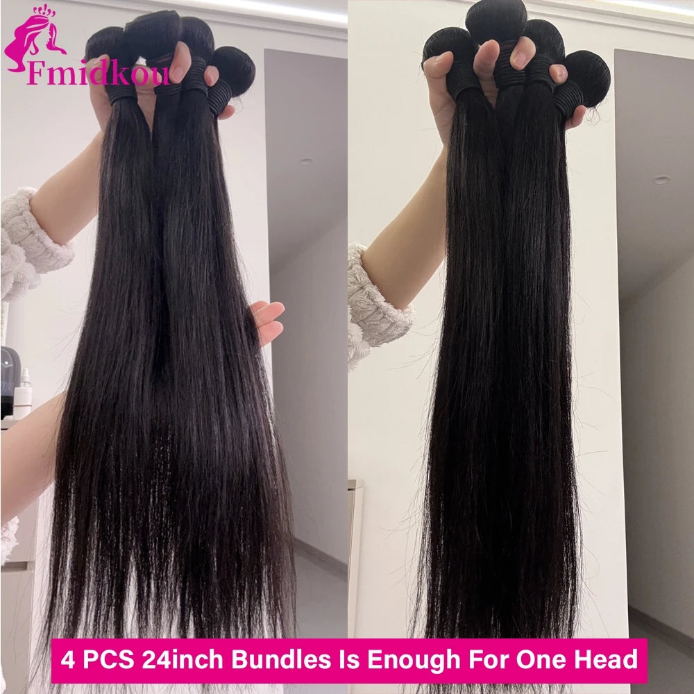12A Bone Straight Human Hair Bundles Unprocessed Raw Hair Bundles Human Hair Brazilian Hair Weave Bundles Deals Natural Color