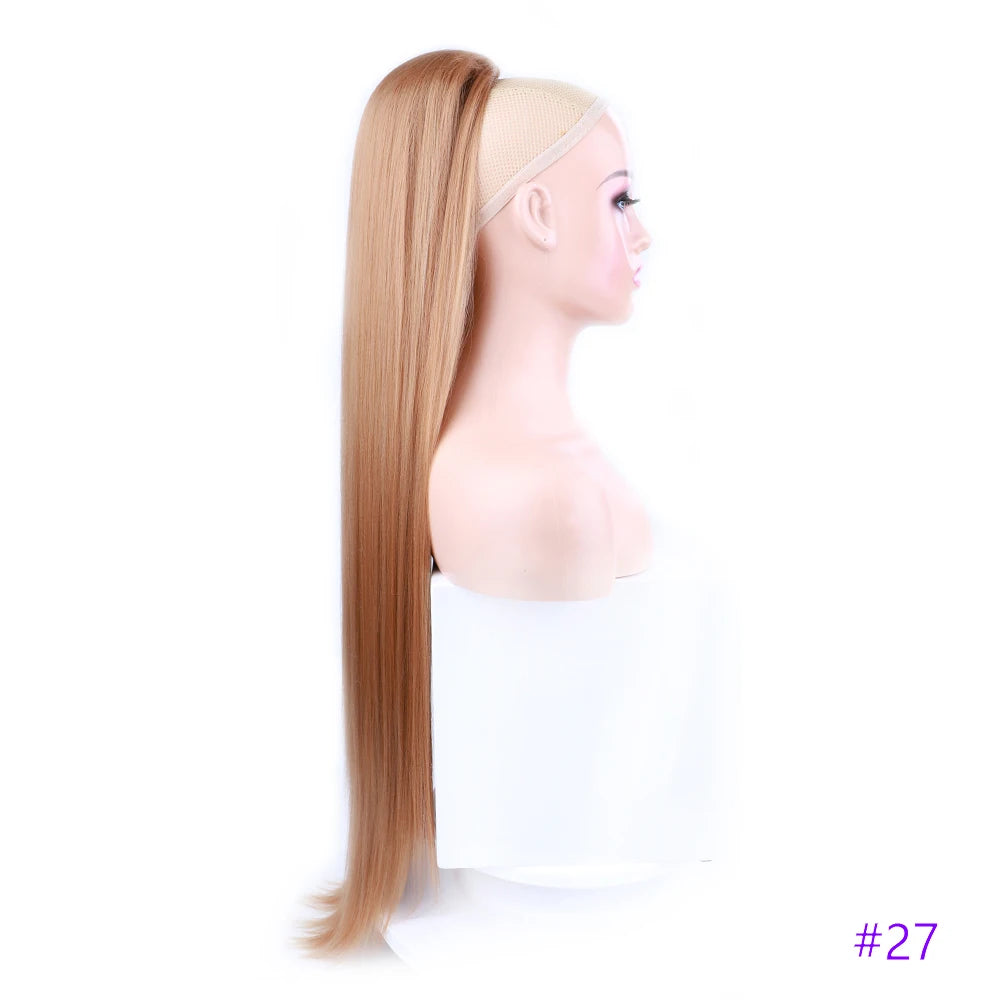 30 Inch Long Bone Straight Ponytails Futura Synthetic Drawstring Ponytails Clip-in Hair Extensions Straight Ponytails for Women