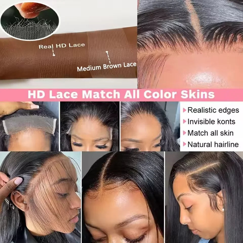 30 40 Inch Bone Straight 13x6 13x4 Transparent HD Lace Frontal Human Hair Wig Brazilian 360 Full Lace Front Wigs For Black Women
